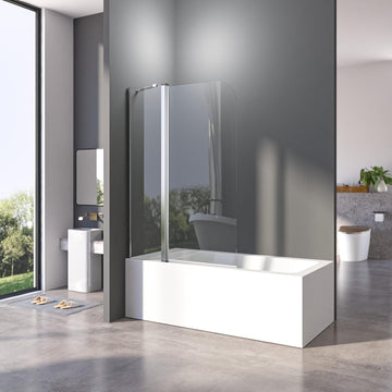 Boroyal Duschtrennwand für Badewanne Faltwand für Badewanne 6mm ESG Glas Nano Beschichtung Duschtrennwand Badewannenaufsatz